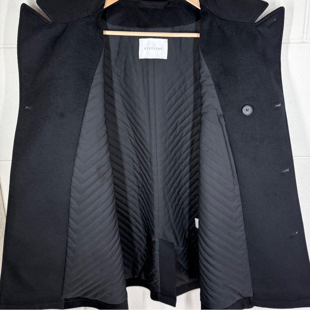 EVERLANE Mens Modern Peacoat Wool Cashmere Double Breasted Size XL Black - Picture 10 of 16